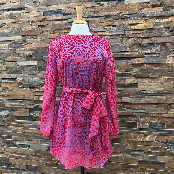 House of Harlow 1960 x REVOLVE Shawna Dress Size SM Cobalt Blue and Red Velvet - Picture 9 of 16